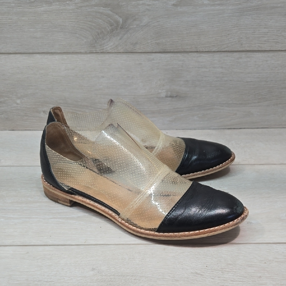 All Black Women Black &Transparen Loafer Slip On Shoes Sz 39/8.5
